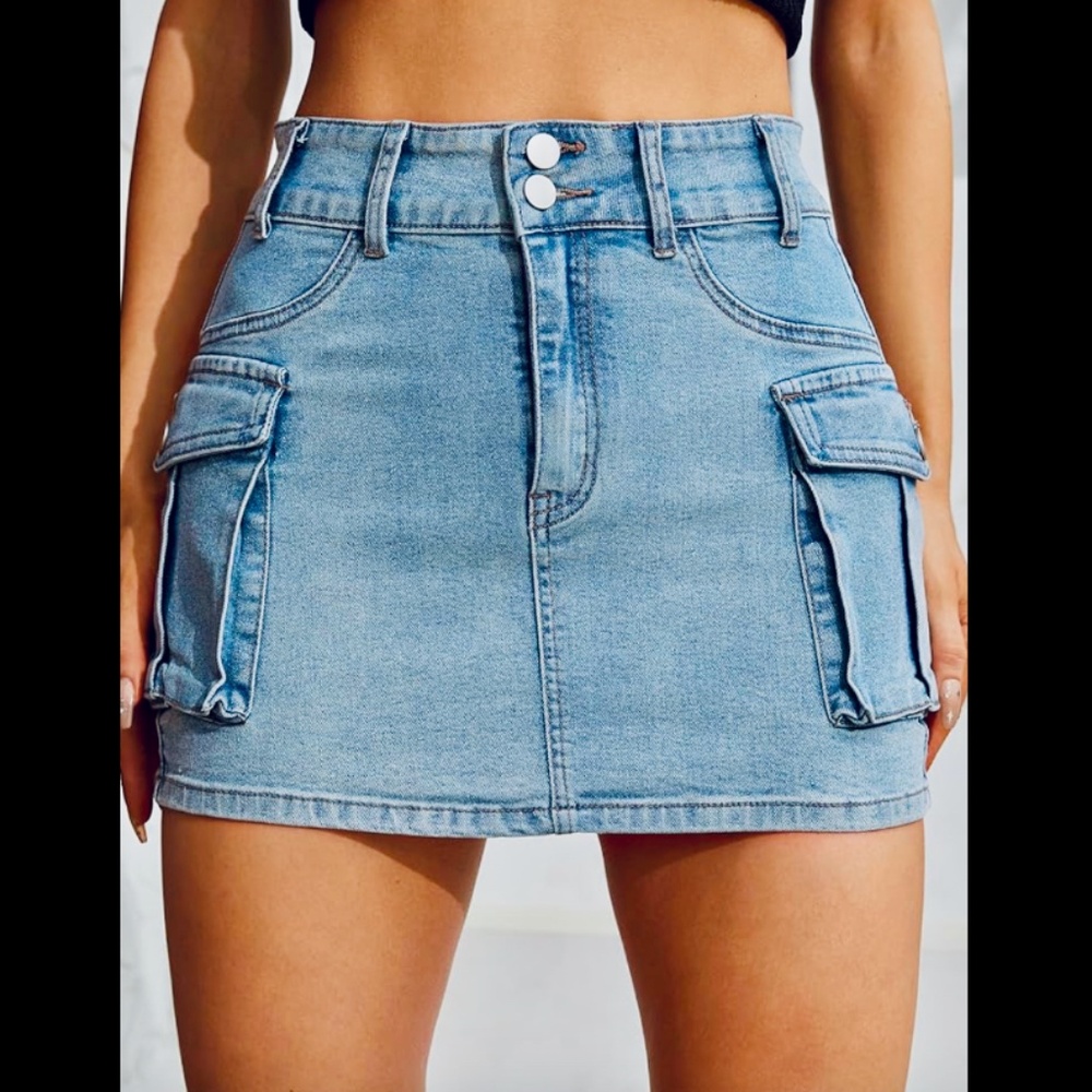 Cargo Denim Mini Skirt Y2K